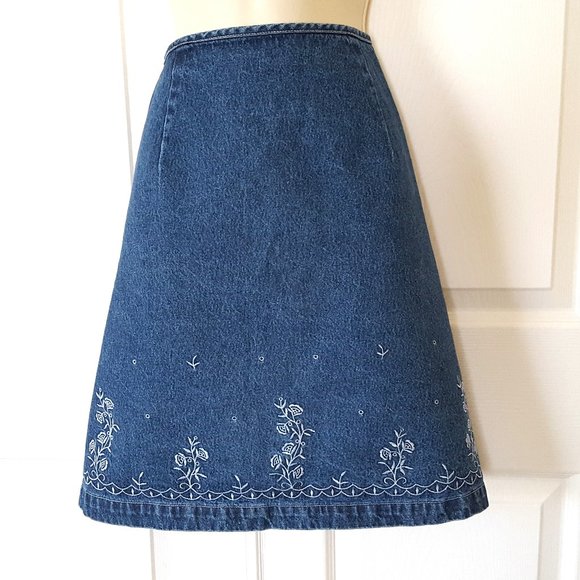 Carolina Blues Skirts Womens Aline Denim Skirt Embroidered Blue Poshmark